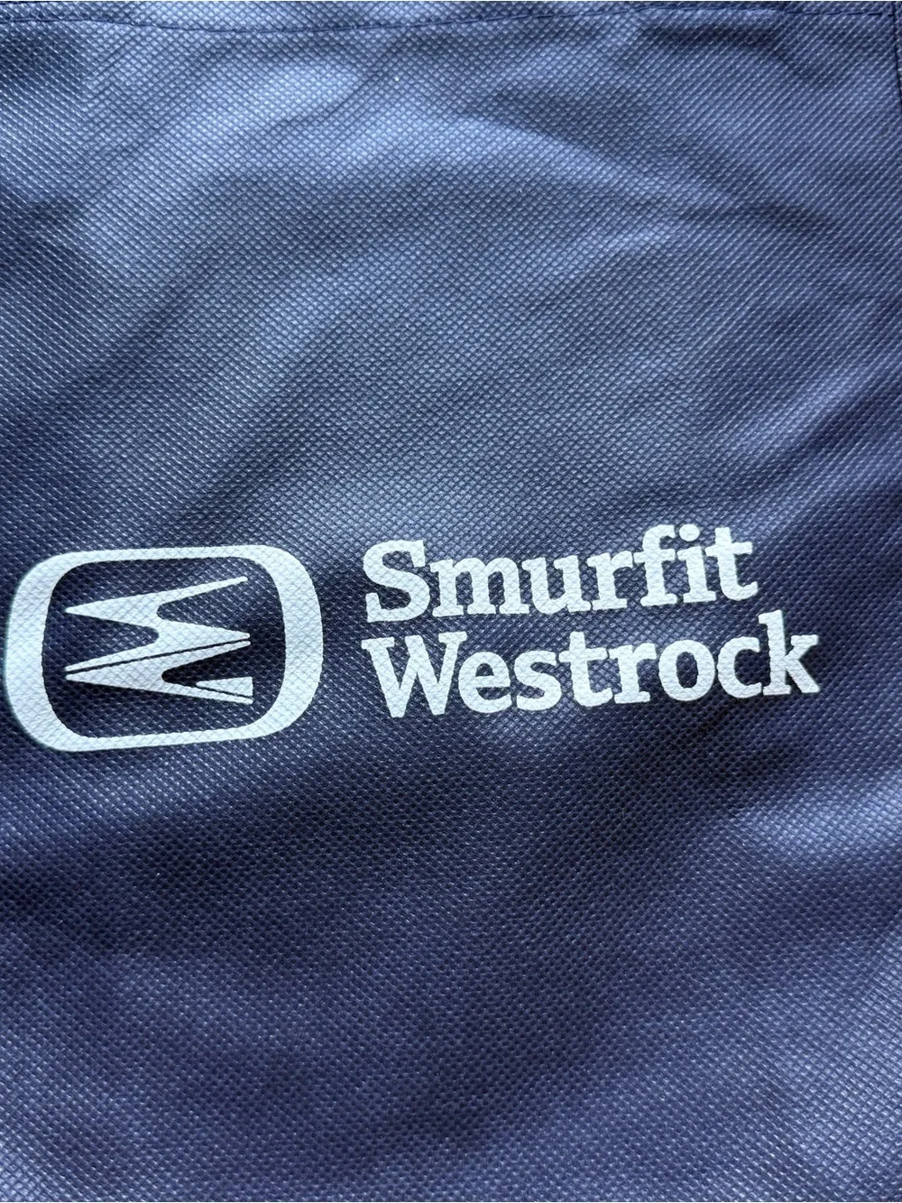 Smurfit Westrock Navy Blue Bag Tote Handles Storage New 12” X 9” X 4” Logo